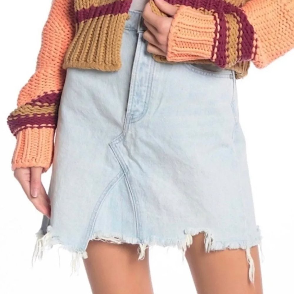NWOT WE THE FREE Tidal Wave Frayed Denim Skirt